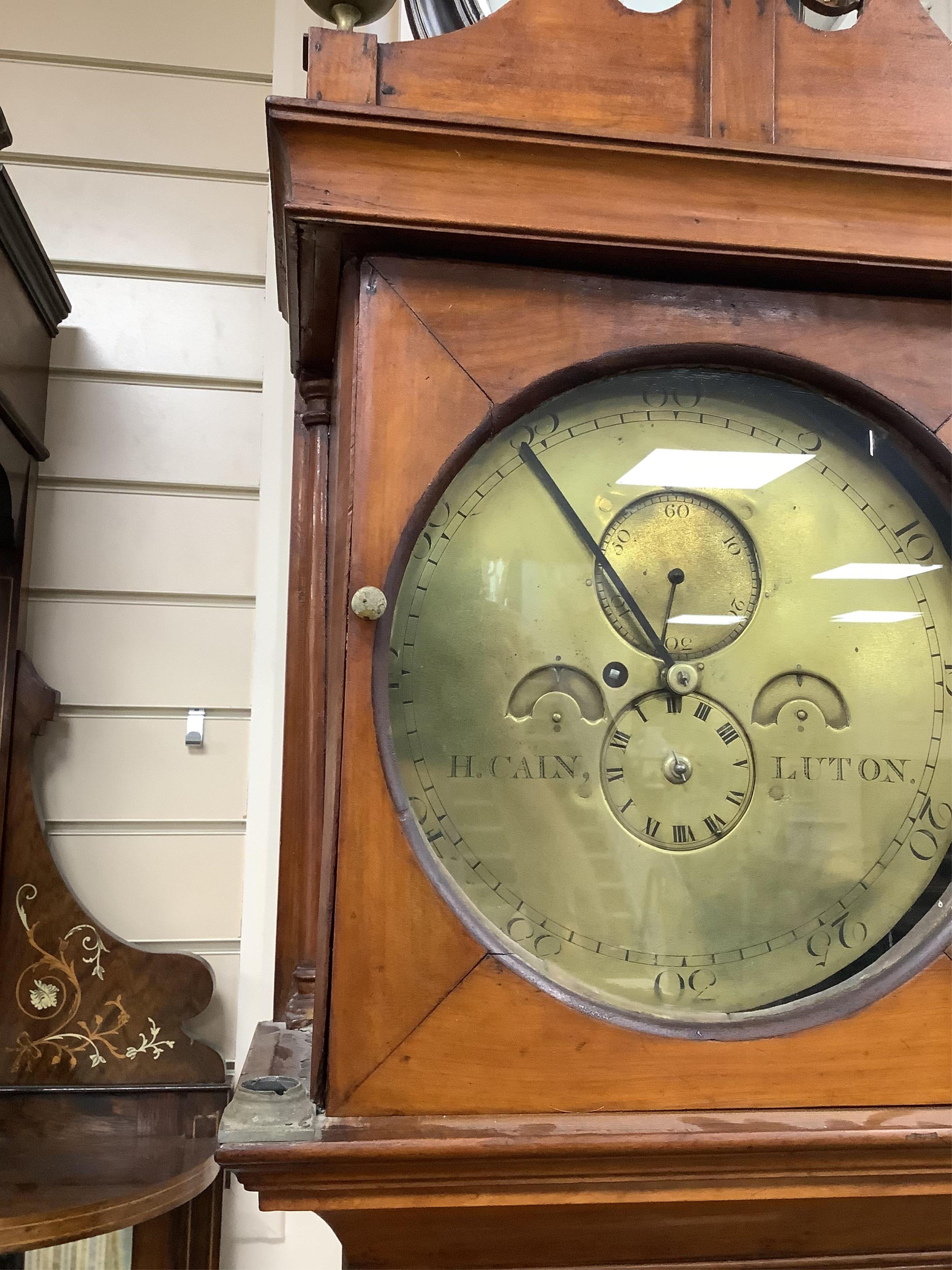 An 18th century provincial fruitwood and walnut longcase regulator, height 215cm. Condition - fair